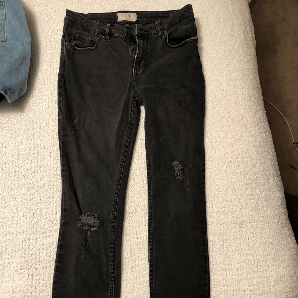 Free People Frayed Great Heights Black Jeans